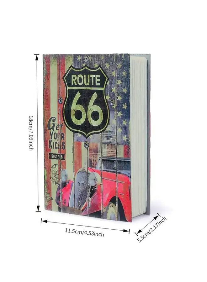 Route 66 Key Lock Book Safe Classic Cars Design Metal Storage Box - Image 5