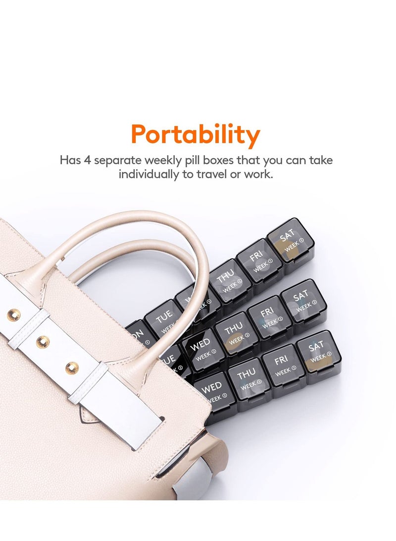 Excefore منظم حبوب منع الحمل الشهرية، صندوق 28 يومًا، 4 أسابيع لمدة شهر واحد، مخطط الفيتامينات، أسود - Image 3