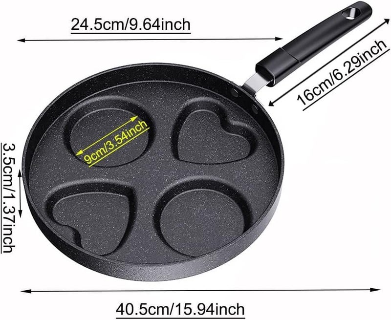 AOHRYME 4-Cup Nonstick Egg Frying Pan, Fried Egg Pan, Omelette Pan, Mini Pancake Pan for Stove Top Gas & Electric, Small Egg Skillet, Breakfast Sandwich Maker - Image 3