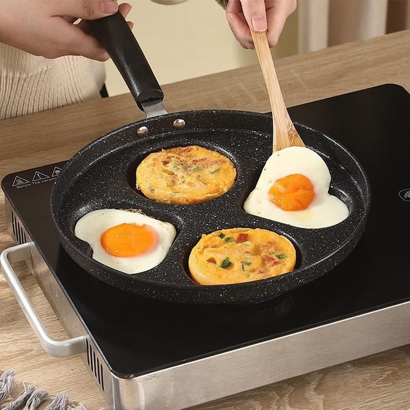 AOHRYME 4-Cup Nonstick Egg Frying Pan, Fried Egg Pan, Omelette Pan, Mini Pancake Pan for Stove Top Gas & Electric, Small Egg Skillet, Breakfast Sandwich Maker - Image 2