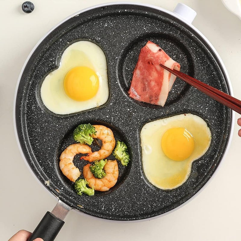 AOHRYME 4-Cup Nonstick Egg Frying Pan, Fried Egg Pan, Omelette Pan, Mini Pancake Pan for Stove Top Gas & Electric, Small Egg Skillet, Breakfast Sandwich Maker - Image 5