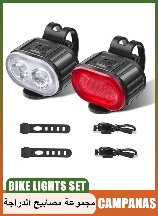 CAMPANAS USB Rechargeable Bike Lights Set – Ultra-Bright Front & Rear  LED, Waterproof IPX5, 10 Modes, Night Riding, Camping, Mountain & Kids Bike, Safety Bicycle Lamp Kit - Image 1