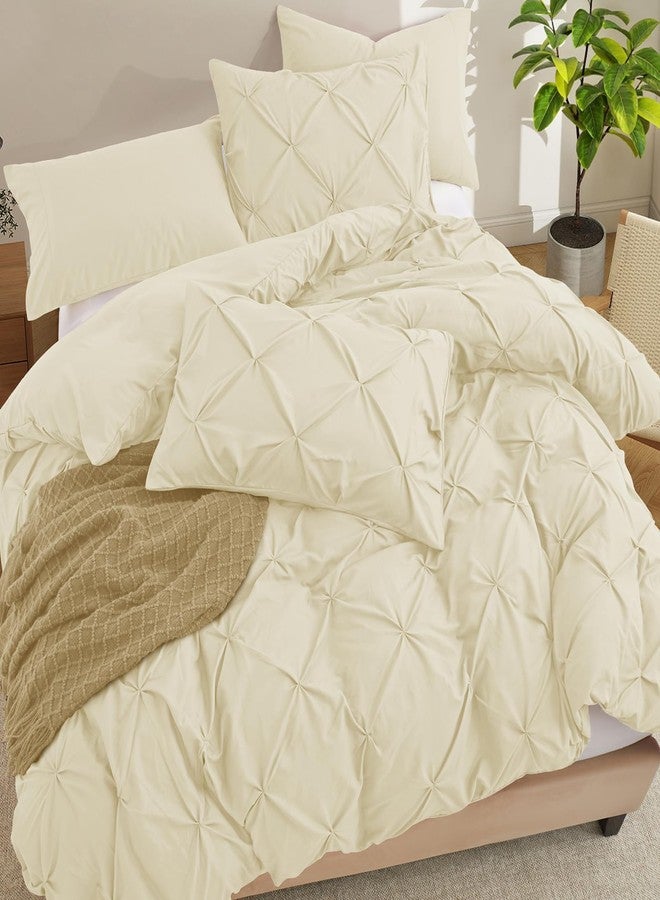 VACVELT أغطية وسائد VACVELT Pintuck، مقاس قياسي، طقم من قطعتين، أغطية وسائد بيج، أغطية وسائد مزخرفة بإغلاق ظرفي، أغطية وسائد من الألياف الدقيقة مطوية، مقاومة للتجاعيد والبقع - Image 3
