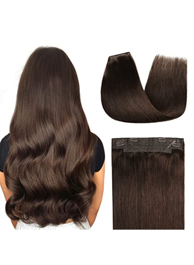 YILITE Wire Hair Extensions Human Hair 20 Inch 110g 2 Dark Brown Wire Hair Extensions Human Hair Remy Human Hair Extensions with Invisible Fishing Line 20inch 2 - Image 1