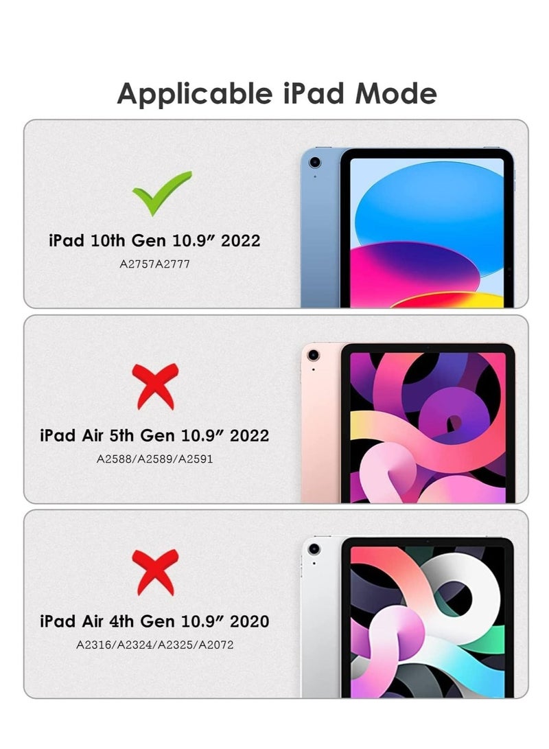 جراب حماية لجهاز iPad الجيل العاشر لعام 2022، بحجم 10.9 إنش، يتميز بظهر شفاف وإطار TPU مضاد للصدمات مع حامل للقلم الرصاص المدمج، ويدعم وظيفة التشغيل والإيقاف التلقائي لجهاز iPad الجيل العاشر. - Image 2