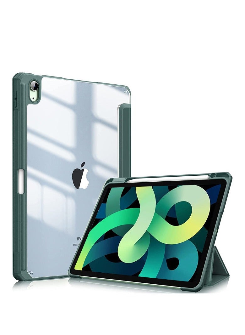 جراب حماية لجهاز iPad الجيل العاشر لعام 2022، بحجم 10.9 إنش، يتميز بظهر شفاف وإطار TPU مضاد للصدمات مع حامل للقلم الرصاص المدمج، ويدعم وظيفة التشغيل والإيقاف التلقائي لجهاز iPad الجيل العاشر. - Image 1