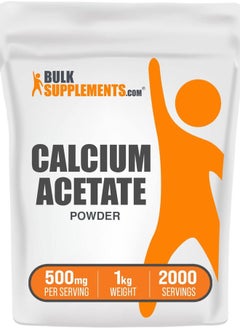 BULKSUPPLEMENTS.COM .com Calcium Acetate Powder - Calcium Supplement - Food Grade & Gluten Free, 500mg (125mg Calcium) per Serving, 1kg (2.2 lbs) (Pack of 1)  - Image 1