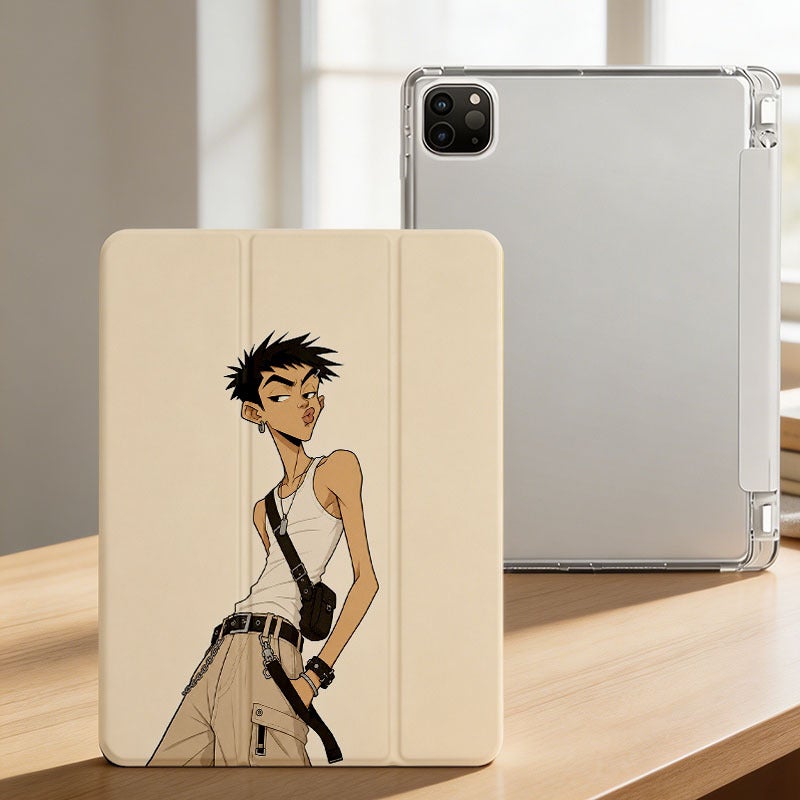 Tablet Case for iPad, Funny Pouting Streetwear Guy, iPad Clear Cover for Mini Air Pro 4 5 6 7 8 9 10 11 12, Suitable for 7.9 8.3 9.7 10.2 10.5 10.9 11 12.9 13 inch Acrylic Clear Shockproof Protective with Stand - Image 3