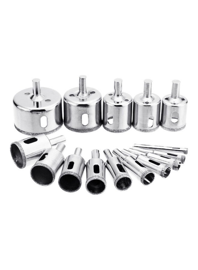 طقم لقم ثقب لمنشار الثقوب الماسية من 15 قطعة فضي - Image 4