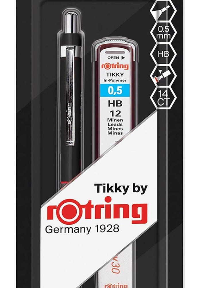 Rotring Tikky Colour-Coded Mechanical Pencil Set with 12 Lead Refills and Eraser - 0.5 mm - Image 1