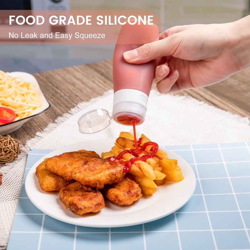 Micebay Condiment Squeeze Bottles For Sauces  3-Oz Mini Silicone Salad Dressing Container To Go With Reusable Sandwich Bag  Leakproof Sauce Bottle For Bento Lunch Box  4 Pack  Candies - Image 5