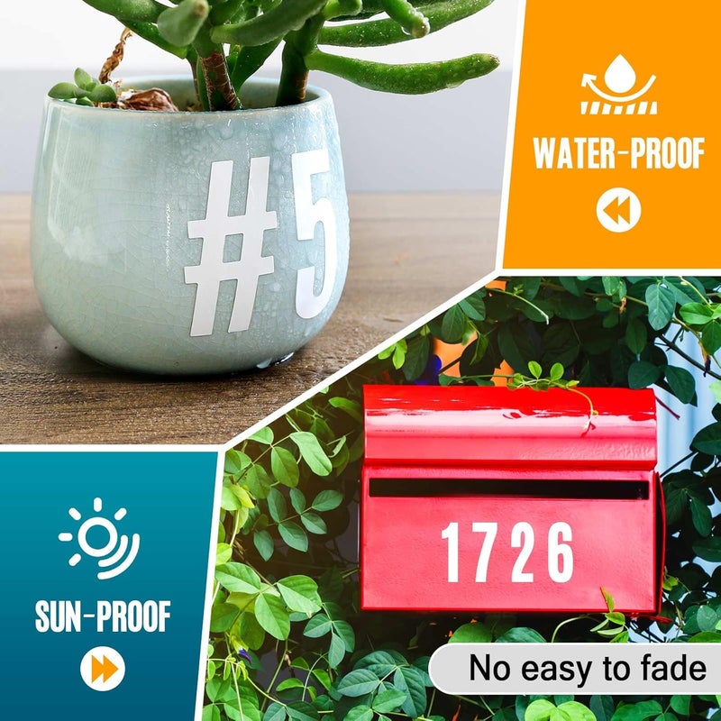 Seloom 6 Sheets 2 Inch Vinyl Mailbox Numbers Stickers Self Adhesive,Waterproof Address House Number Decals Stickers Kit for Outside Mailbox,Signs,Window,Door,Water Bottles,Cars,Home,Business(White) - Image 3