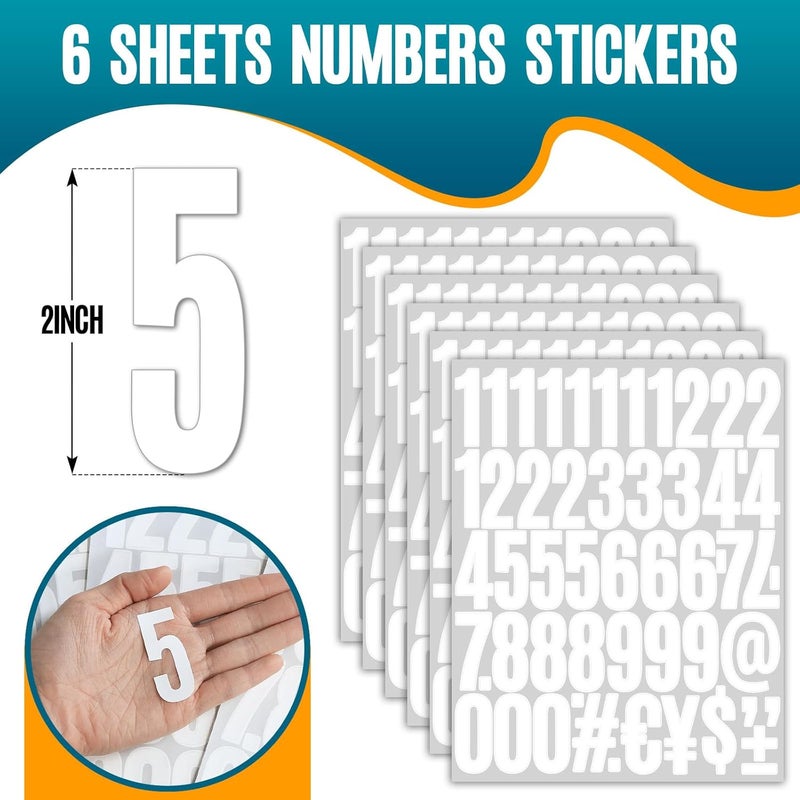 Seloom 6 Sheets 2 Inch Vinyl Mailbox Numbers Stickers Self Adhesive,Waterproof Address House Number Decals Stickers Kit for Outside Mailbox,Signs,Window,Door,Water Bottles,Cars,Home,Business(White) - Image 2