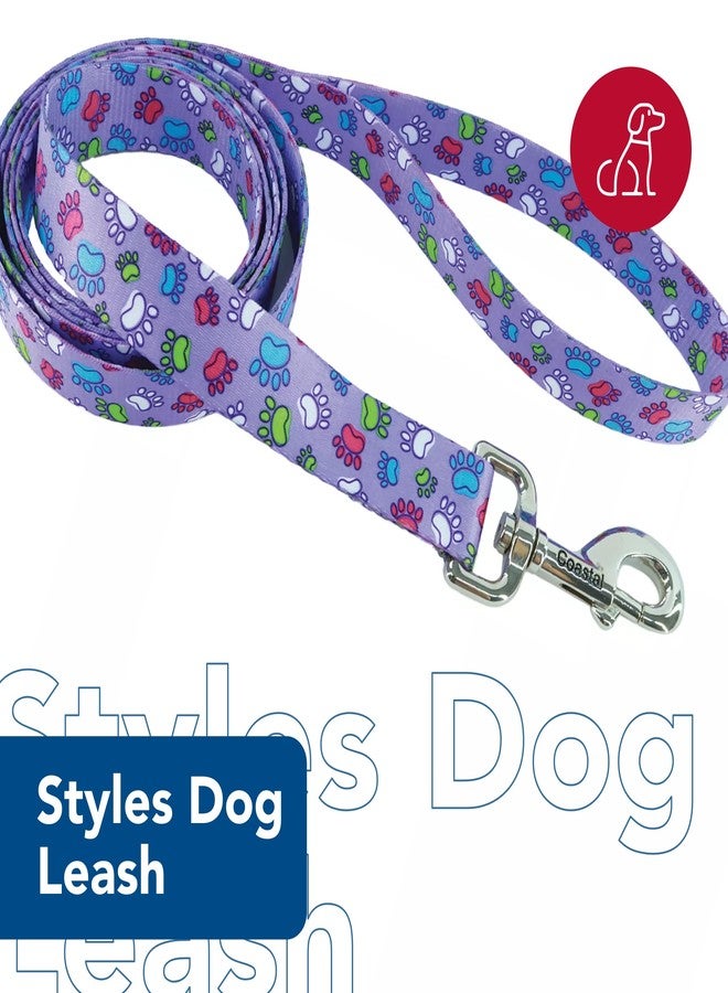 Coastal - Styles Dog Leash - Vibrant and Trendy Dog Leash - Purple Special Paw Print - 3/8” x 6’ - Image 2