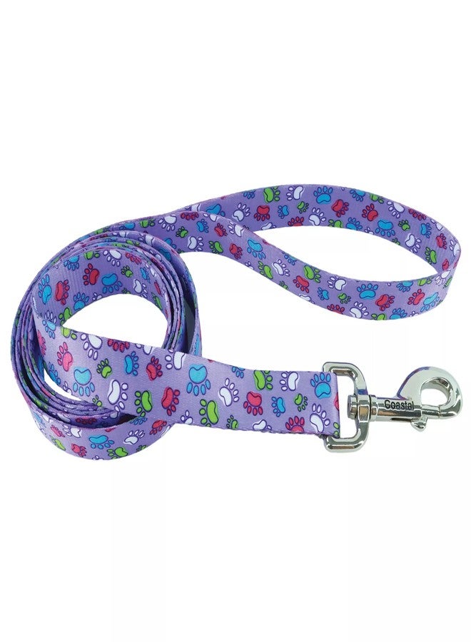 Coastal - Styles Dog Leash - Vibrant and Trendy Dog Leash - Purple Special Paw Print - 3/8” x 6’ - Image 1