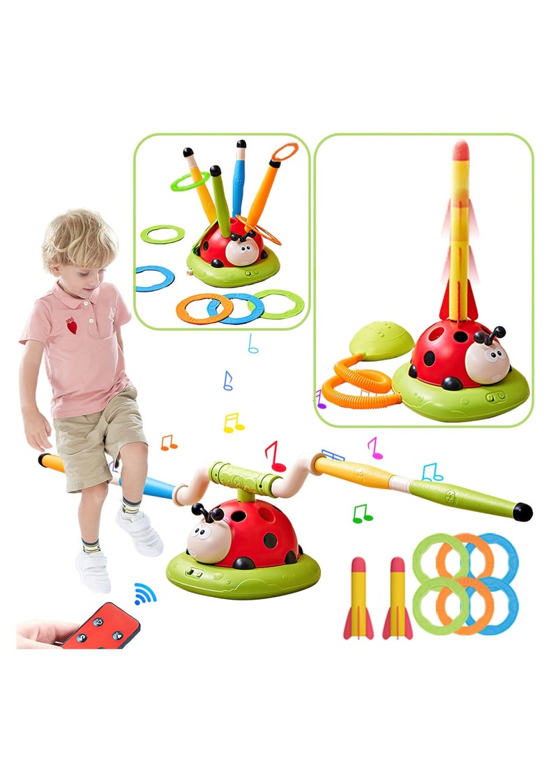 Zikra لعبة القفز والتصويب الموسيقية 3 في 1، لعبة إطلاق الصواريخ للأطفال، ألعاب خارجية مع جهاز تحكم عن بعد، ألعاب داخلية وخارجية للأطفال من عمر 4-8 سنوات، هدايا للأطفال من عمر 5-7 سنوات - Image 1