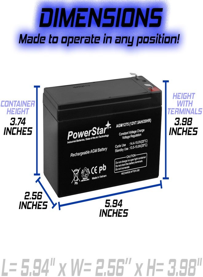 PowerStar 12V 7.5AH Replacement Batteries for CP1290 12V 7.5AH F1/F2 x2 - Image 5