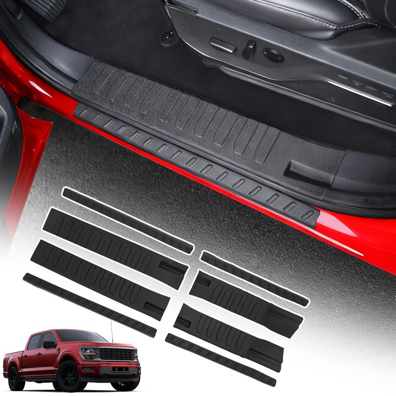 Maxzina Door Sill Protector Compatible with 2021-2025 2026 Ford F150 SuperCrew Cab Outer & Inner Step Protector Side Edge Step Guard Car Door Dust Shield Cover for 2024 F-150 Exterior Accessories - Image 1