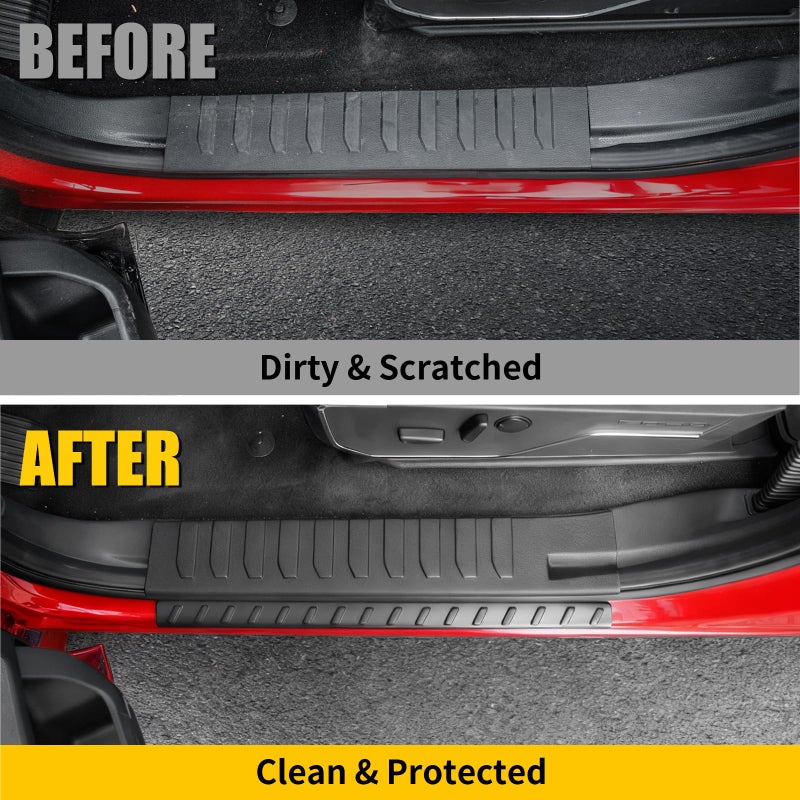 Maxzina Door Sill Protector Compatible with 2021-2025 2026 Ford F150 SuperCrew Cab Outer & Inner Step Protector Side Edge Step Guard Car Door Dust Shield Cover for 2024 F-150 Exterior Accessories - Image 2