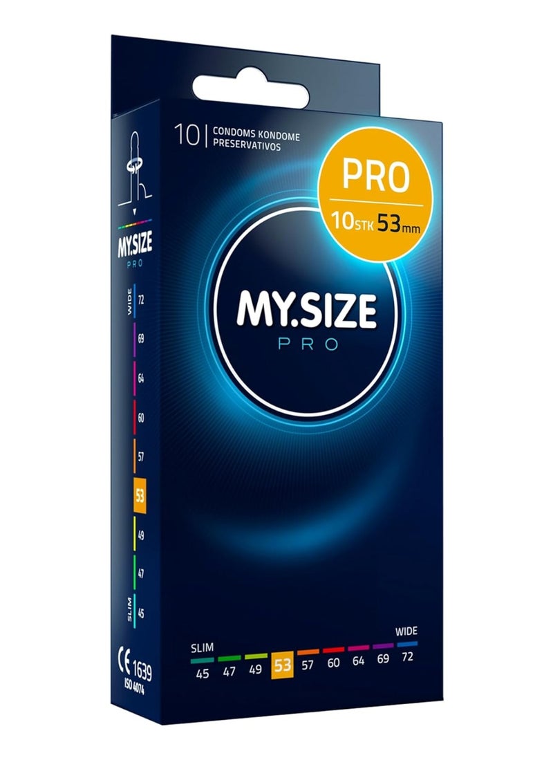 My Size Pro Ultra Thin Condoms 10 Pieces (53 Size) – Odorless, Long Lasting, Sustainable, Premium Quality for Maximum Comfort, Pleasure, and Sexual Health – Proper Fit Reduces Risks and Enhances Protection – Latex Men Condoms Available in Multiple Sizes (45 to 72)  - Image 1