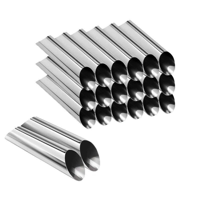 SPADORIVE Cannoli Tubes 5 inch Large Stainless Steel Cannoli Forms Nonstick cream horn Danish Pastry Molds for Croissant Shell Cream Roll Pack of 20 Cleaning Brush Included