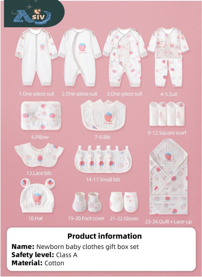 ASIV 24PCS Newborn Baby Gift Set, Newborn Layette Gift Set for Boys and Girls, Babies Essential Clothes Accessories with Baby Blanket, 100% Premium Cotton, for Spring Summer Autumn Winter Four Seasons - Image 2