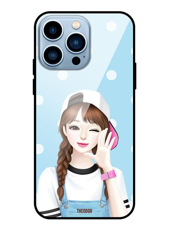 Theodor Protective Tempered Glass Case Cover For Apple iPhone 13 Pro Girl Wear Cap - Image 1