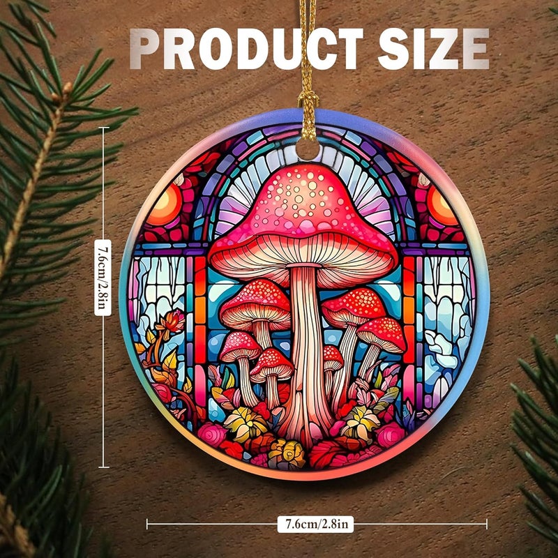 Touber Christmas Ornament, Christmas Decoration, Holiday Present Idea, Heirloom Keepsake, Round Ceramic, Gift Exchange, Gift Idea, Mushroom - Image 2