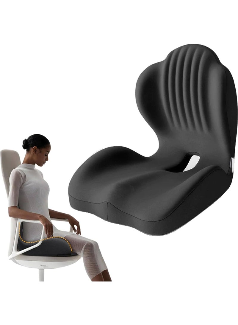 L-Shaped Integrated Seat Cushions, Ergonomic Memory Foam Seat Cushion, Office Chair Seats Cushions with Lumbar Support for Long Sitting, Make Waist and Hips More Comfortable - Image 1