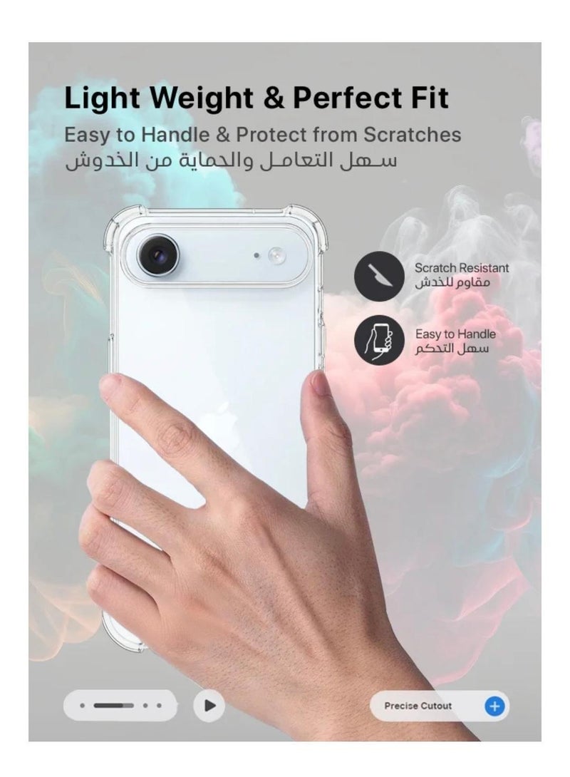 مجموعة الحماية 3 في 1 لهاتف أبل ايفون 17 اير المكونة من كفر حماية ، مضاد للأصفرار ، و شاشة حماية زجاج ضد الكسر والخدوش ، و حماية عدسة الكاميرا - Image 3