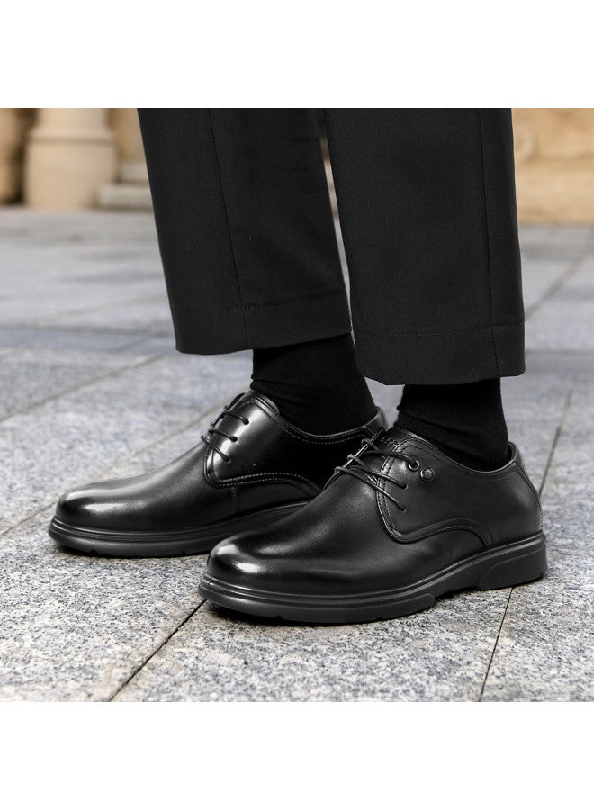 HLA Top Grain Leather】men's Leather Shoes Classic Textured Flexible Derby Shoes Low-cut Versatile Black Leather Shoes - Image 5
