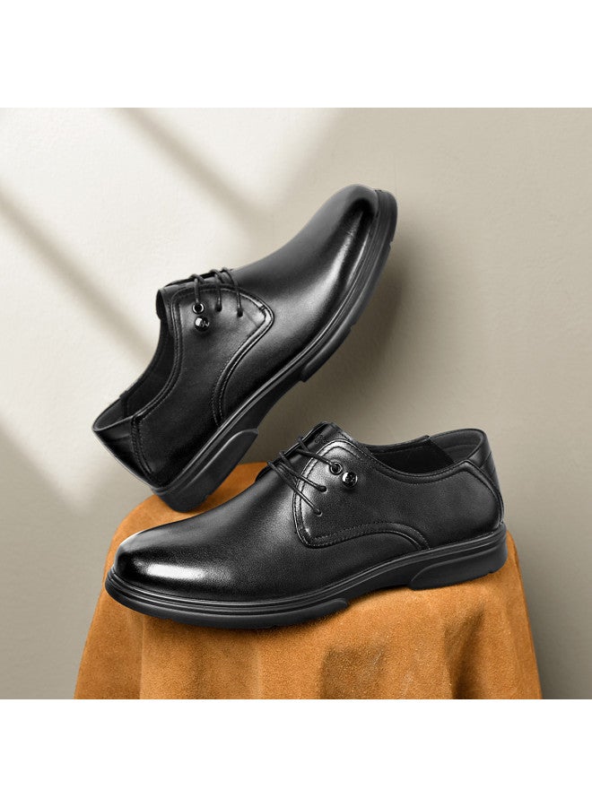 HLA Top Grain Leather】men's Leather Shoes Classic Textured Flexible Derby Shoes Low-cut Versatile Black Leather Shoes - Image 2