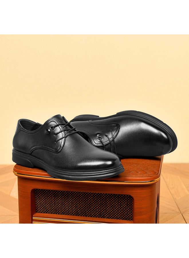 HLA Top Grain Leather】men's Leather Shoes Classic Textured Flexible Derby Shoes Low-cut Versatile Black Leather Shoes - Image 4