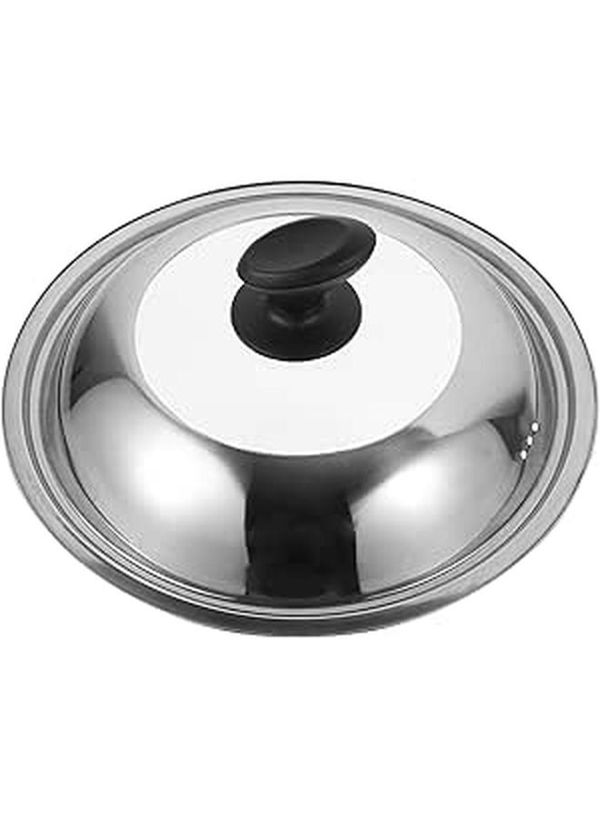 28cm Stainless Steel Pan Lid and Glass Wok Cover Set with Anti Scald Plastic Knob - Image 1