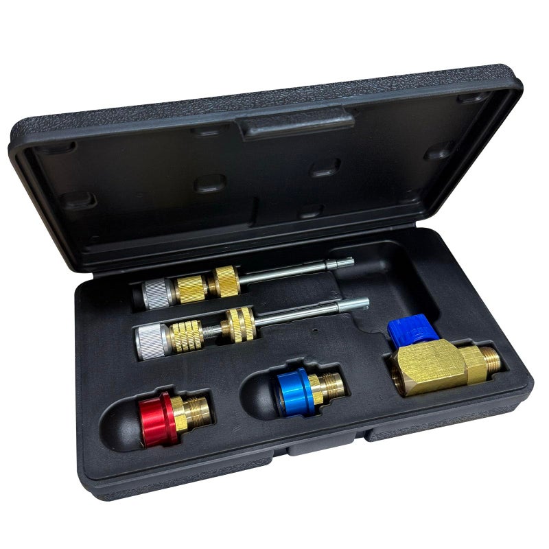 Mastercool 58560 Eaton R134a Valve Core RemoverInstaller Kit for 8mm and 10mm EatonStyle Cores Includes R134a Fittings and Storage Case
