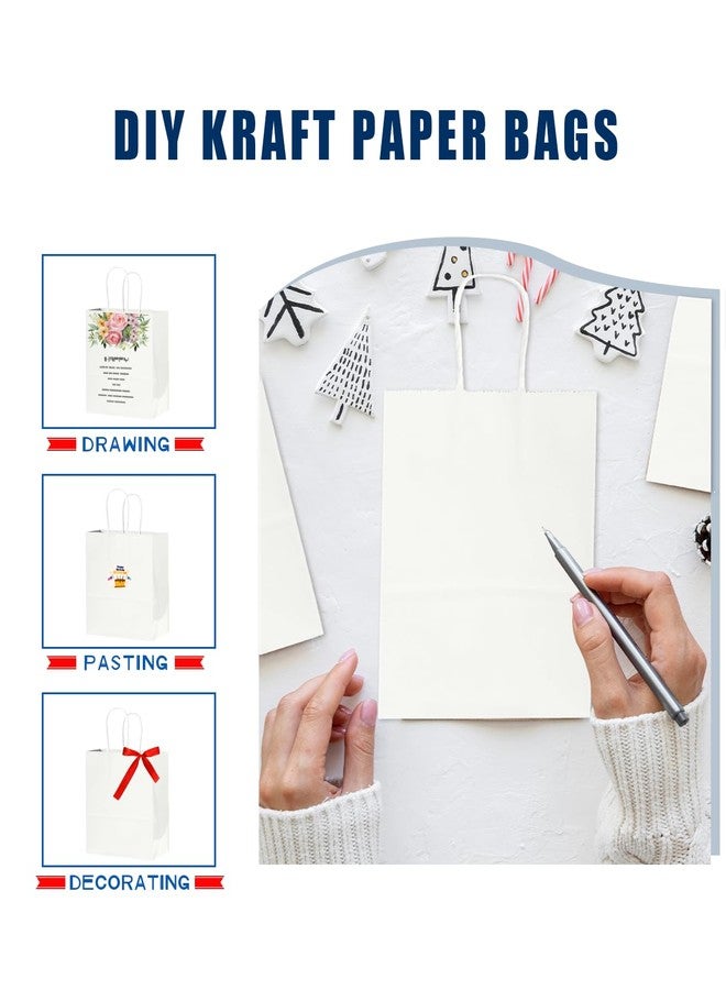 Bakepacker 60-Pack Medium Size Gift Paper Bags with Handles Bulk 10.6"x8.3"x4.3" White Party Shopping Bags - Image 2