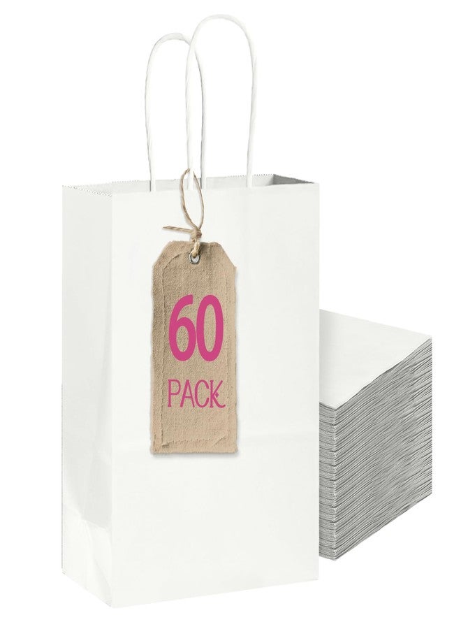 Bakepacker 60-Pack Medium Size Gift Paper Bags with Handles Bulk 10.6"x8.3"x4.3" White Party Shopping Bags - Image 1