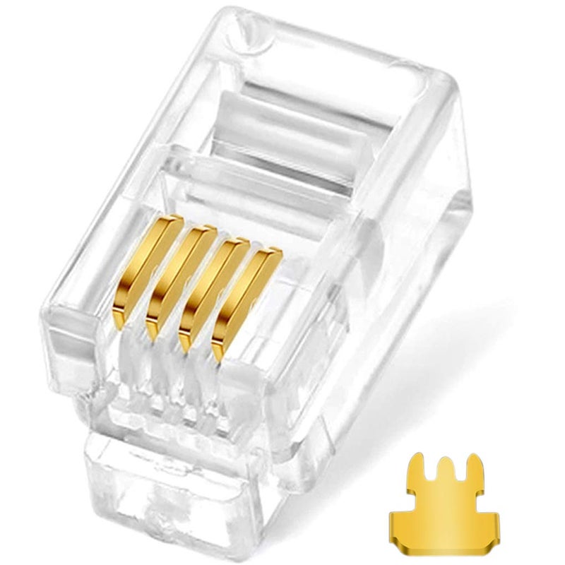 NECABLES 20Pack Telephone Modular Plug RJ9/RJ10/RJ22 4P4C Connector for Phone Handset Cord (Compatible with Both Solid and Stranded Wire) - Image 1