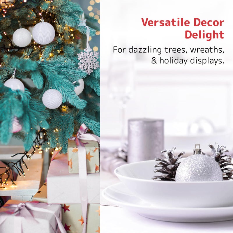 Prextex 36pc Shatterproof White Christmas Balls Ornament Set - Festive Christmas Tree Ornaments in 3 Different Sizes and 6 Styles - Holiday Decoration with Hanging Loops for Tree, Wreath, Party Decor - Image 4