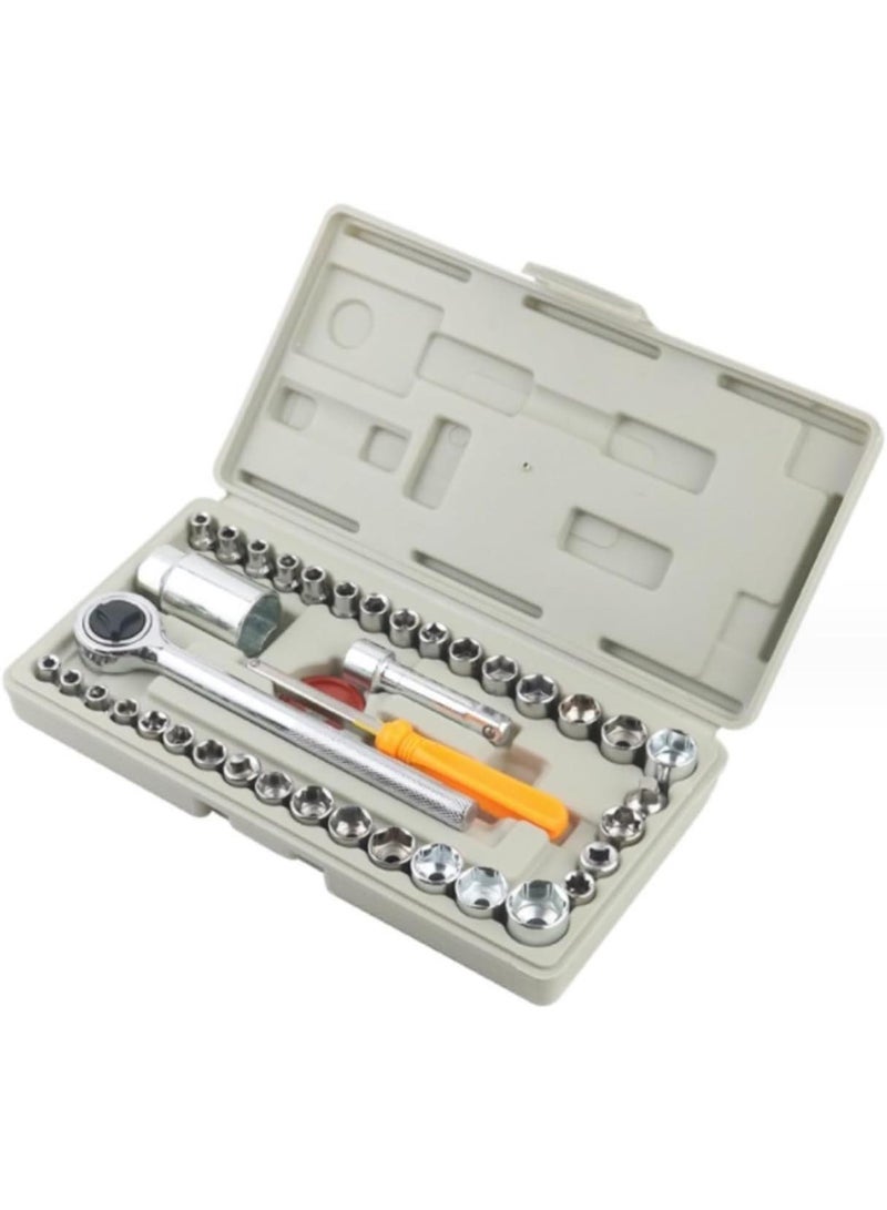 GGOOT Tool Box Tool Kit Tool Set 40piece Ratchet Wrench Set Tool Kit Socket for Car Repair Hardware Tools Set Tool Kits for Home  - Image 4