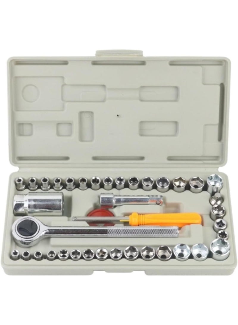 GGOOT Tool Box Tool Kit Tool Set 40piece Ratchet Wrench Set Tool Kit Socket for Car Repair Hardware Tools Set Tool Kits for Home  - Image 1