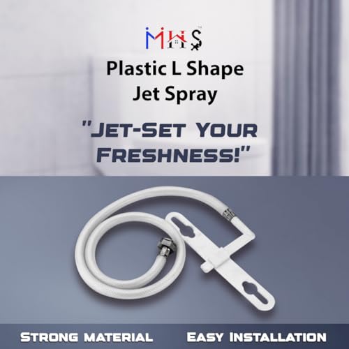 MHS L-Type Toilet Jet Spray for Wall-Hung Toilets with Heavy-Duty Hose Pipe & Brass Nut | Health Faucet | Rust-Free, Made in India (Plastic, 1.5 Meter) - Image 3