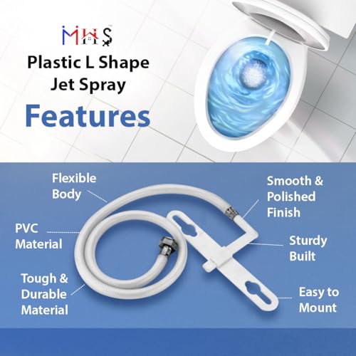 MHS L-Type Toilet Jet Spray for Wall-Hung Toilets with Heavy-Duty Hose Pipe & Brass Nut | Health Faucet | Rust-Free, Made in India (Plastic, 1.5 Meter) - Image 2