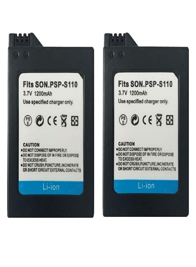 TFSeven 2Pcs High Capacity Rechargeable Lithium Ion Replacement Battery PSP-S110 Compatible for Sony PSP Slim Portable Playstation PSP-2000, PSP-2001, PSP-3000, PSP-3001, PSP-3002, PSP-3004