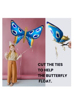 NIBEMINENT Butterfly Balloons Fairy Wings Balloon for Girls Birthday Party Decorations Huge 50 Inches Kids Baby Shower Spring Theme Garden Decor Supplies Pink and Blue 4Pcs  - Image 3