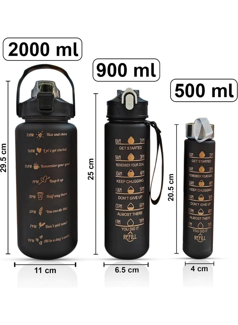 3-Piece Sports Water Bottle Set – 2000ml, 900ml, and 500ml Capacities | Portable Water Bottles for Sports, Travel, and the Office - Image 3