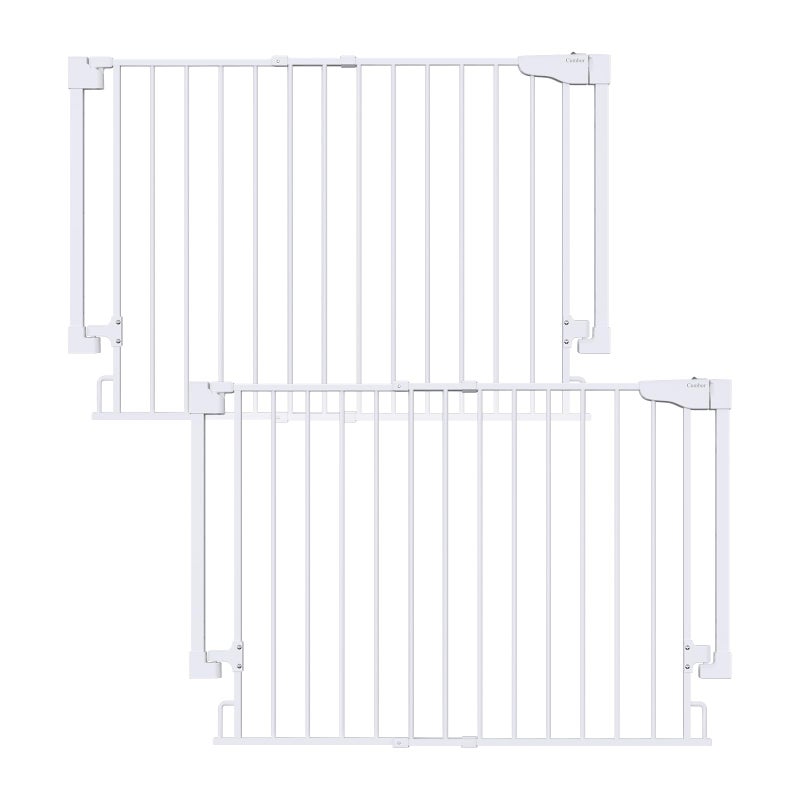 Cumbor 2 Pack 29.2-43" No Bottom Bar Baby Gate for Stairs, 2-in-1 Auto Close Dog Gate Indoor, Hardware Mounted Pet Gate for Doorways with Large Walk Thru Door, Child-Proof Safety Gate for Kids (White) - Image 1