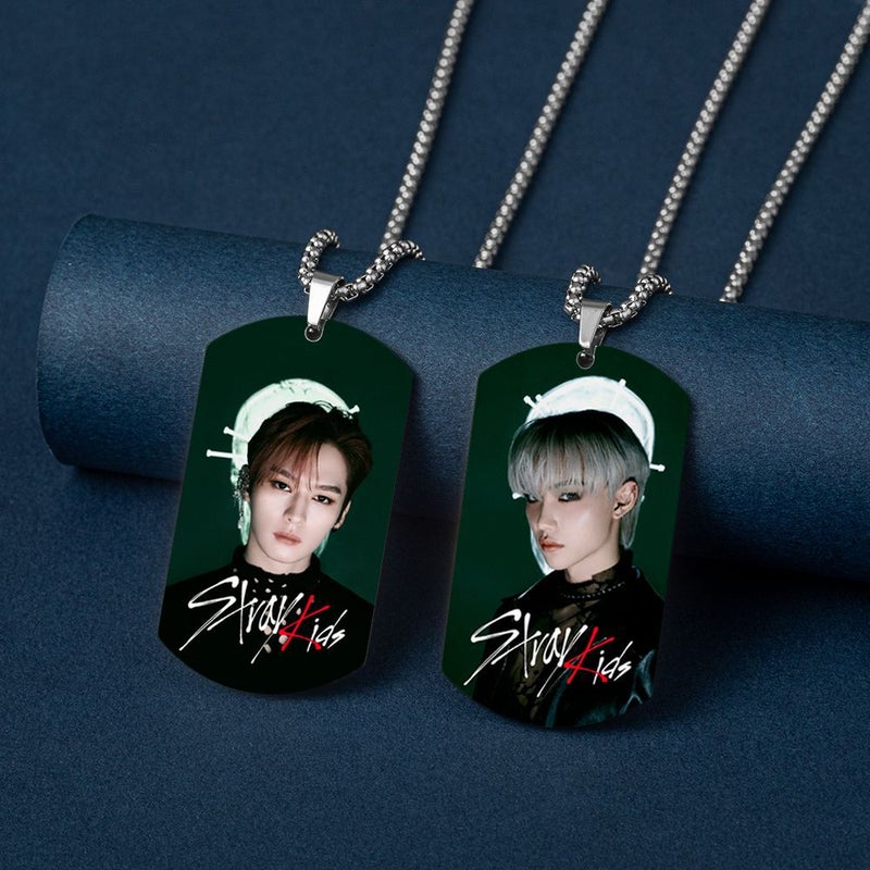 Jyp New Group Of Stray Kids Color Printing Stainless Steel Military Brand Necklace Vagrant Children Titanium Steel Pendant Accessories - Image 3