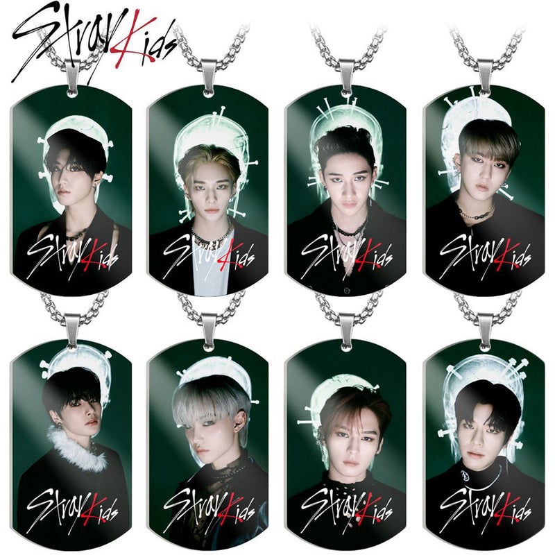 Jyp New Group Of Stray Kids Color Printing Stainless Steel Military Brand Necklace Vagrant Children Titanium Steel Pendant Accessories - Image 2