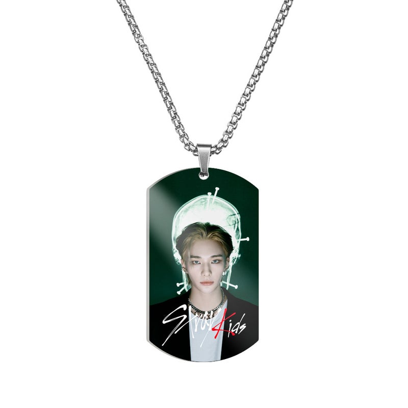 Jyp New Group Of Stray Kids Color Printing Stainless Steel Military Brand Necklace Vagrant Children Titanium Steel Pendant Accessories - Image 1